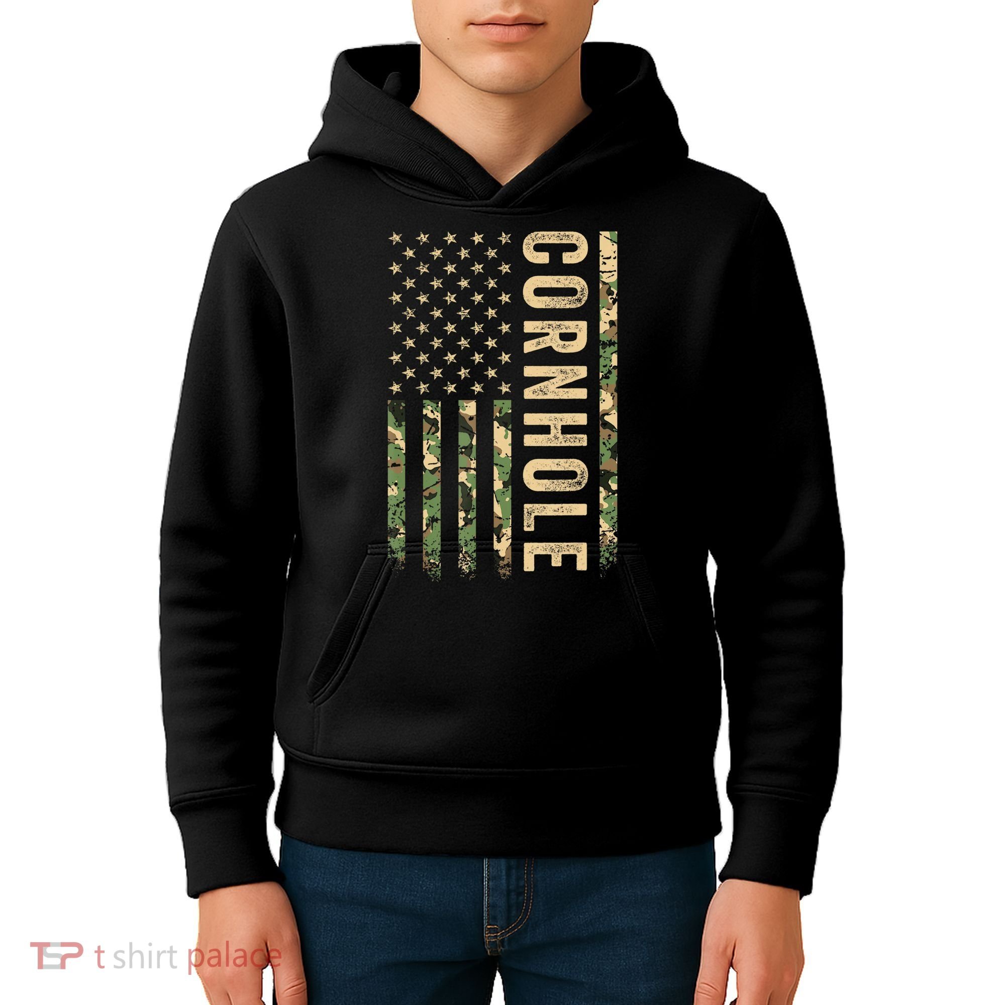 Usa Cornhole Flag Kids Hoodie