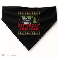 Ugly Christmas Funny Tree Isn't The Only Thing Getting Lit Gift USA-Made Doggie Bandana thumb 0