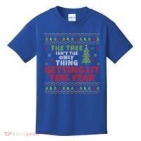 Ugly Christmas Funny Tree Isn't The Only Thing Getting Lit Gift Kids T-Shirt thumb 0
