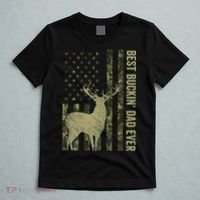 USA Camo Flag Best Buckin Dad Ever Deer Hunting Fathers Day T-Shirt thumb 5