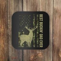 USA Camo Flag Best Buckin Dad Ever Deer Hunting Fathers Day Coaster thumb 0