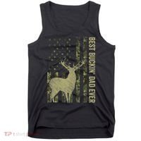 USA Camo Flag Best Buckin Dad Ever Deer Hunting Fathers Day Tank Top thumb 0