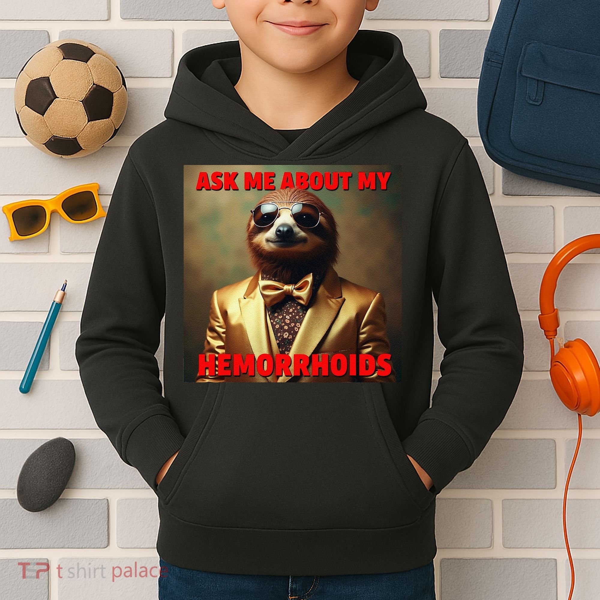 Unhinged Cringe Funny Hemorrhoids Inappropriate Embarrassing Kids Hoodie