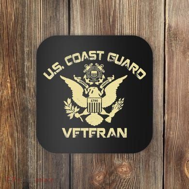 U.S. Coast Guard Veteran Eagle Vintage Veterans Day Coaster