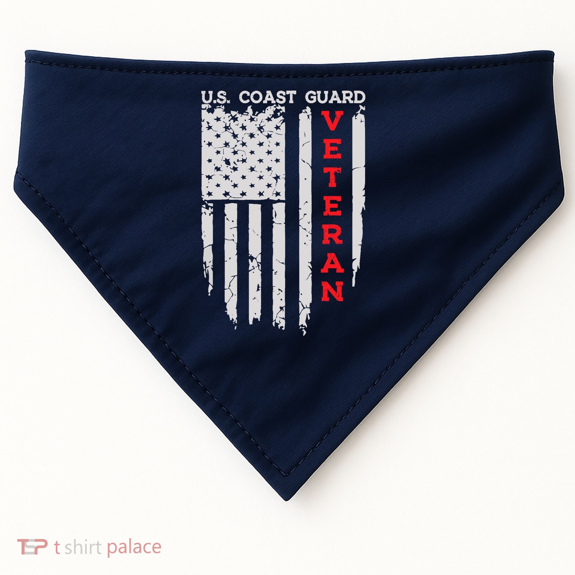 Us Coast Guard Veteran Uscg American Flag USA-Made Doggie Bandana