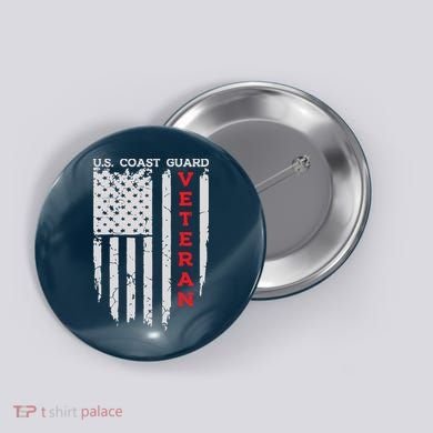 Us Coast Guard Veteran Uscg American Flag Button