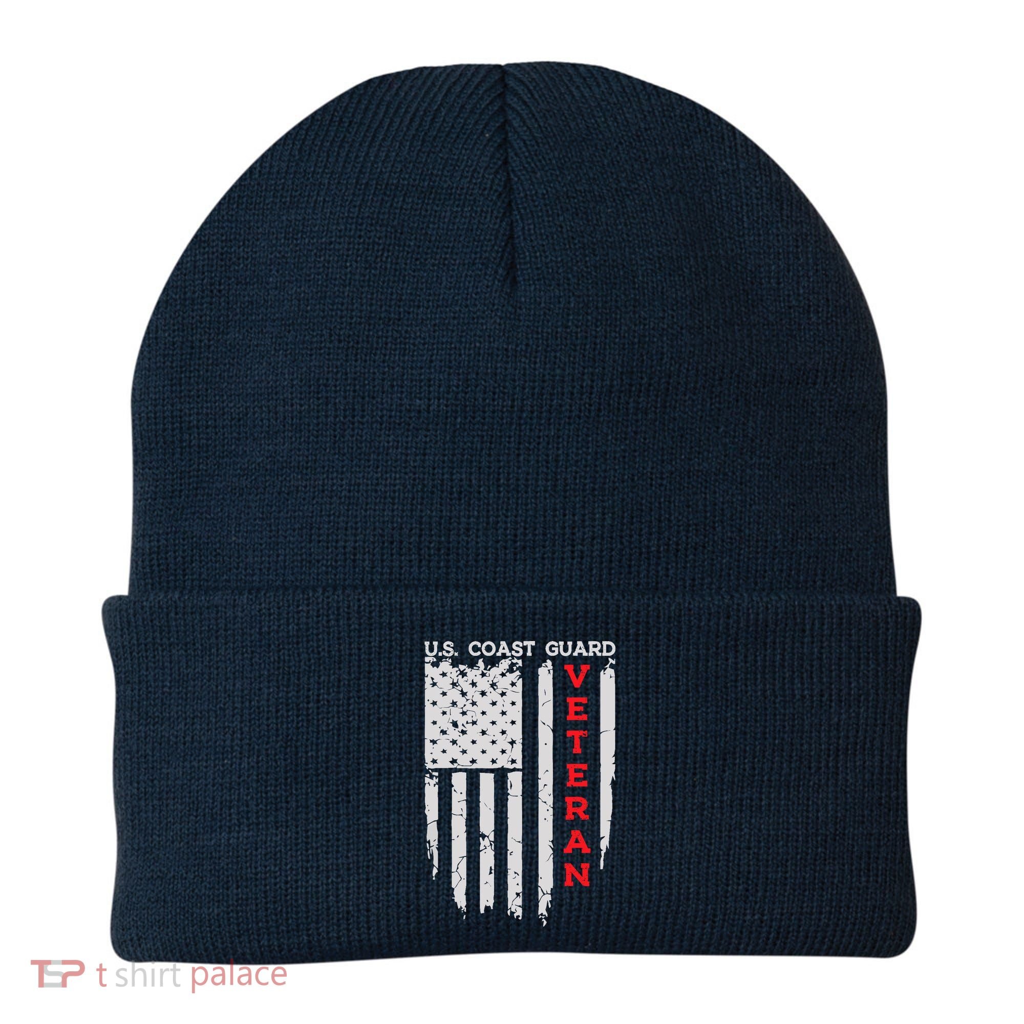 Us Coast Guard Veteran Uscg American Flag Beanie