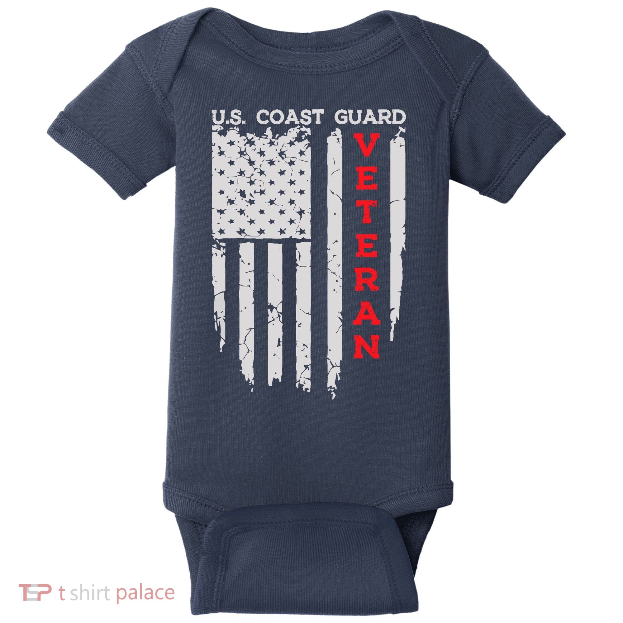 Us Coast Guard Veteran Uscg American Flag Baby Bodysuit