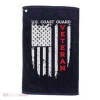 Us Coast Guard Veteran Uscg American Flag Golf Towel thumb 0