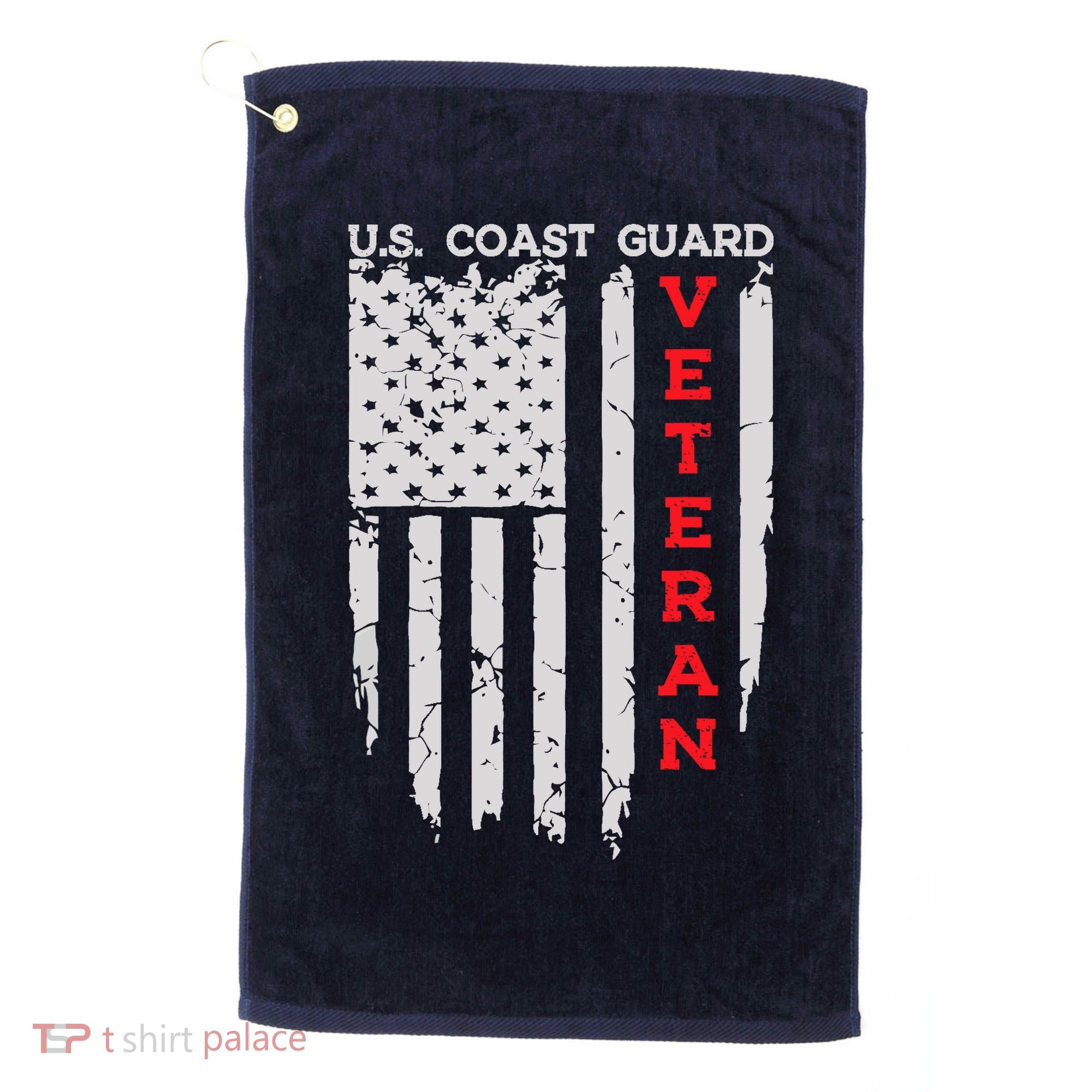 Us Coast Guard Veteran Uscg American Flag Golf Towel