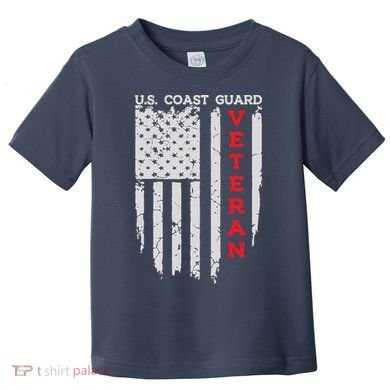 Us Coast Guard Veteran Uscg American Flag Toddler T-Shirt