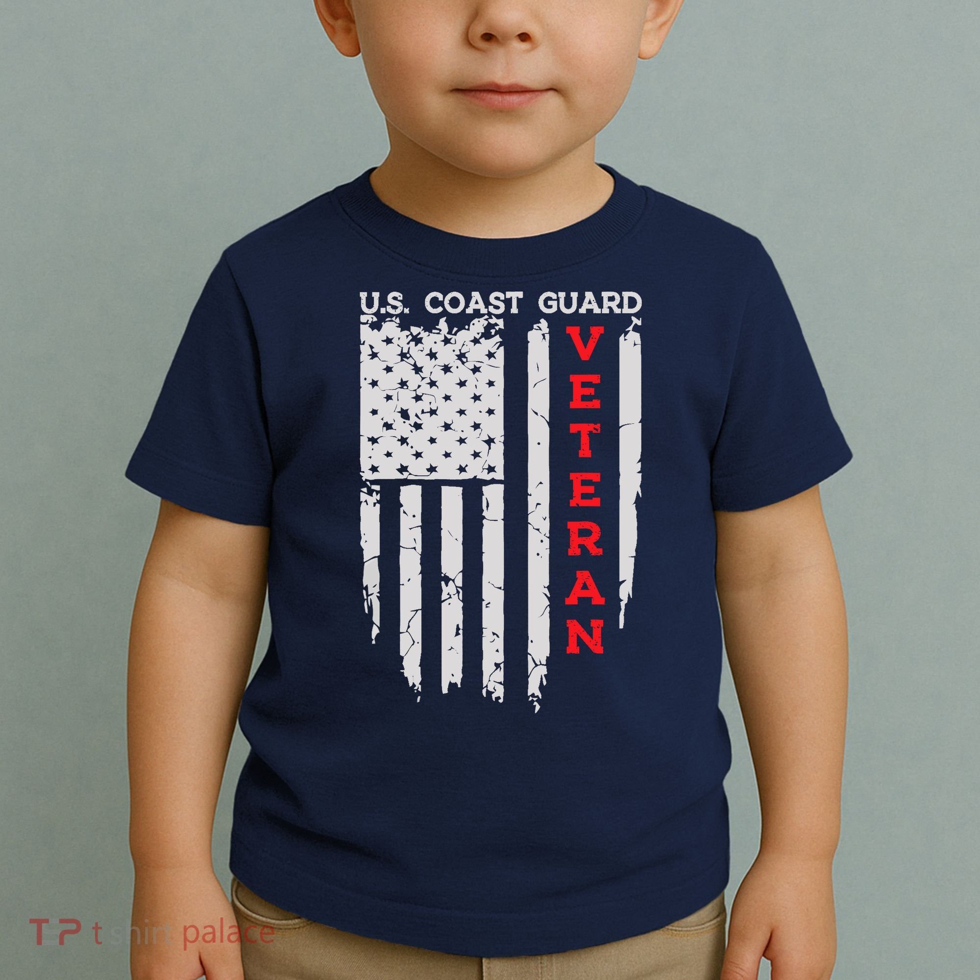 Us Coast Guard Veteran Uscg American Flag Toddler T-Shirt