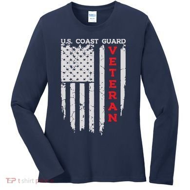 Us Coast Guard Veteran Uscg American Flag Women's Long Sleeve Shirt