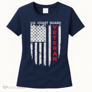 Us Coast Guard Veteran Uscg American Flag Women's T-Shirt