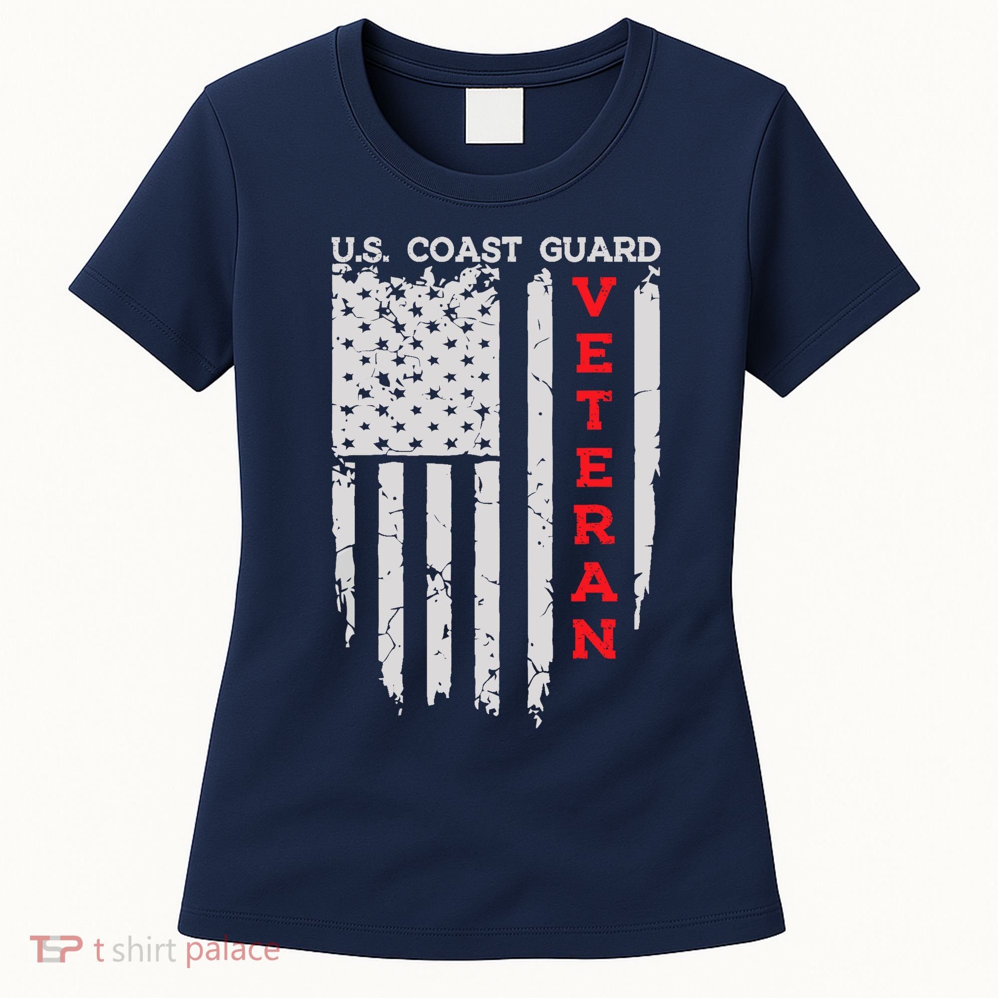 Us Coast Guard Veteran Uscg American Flag Women's T-Shirt