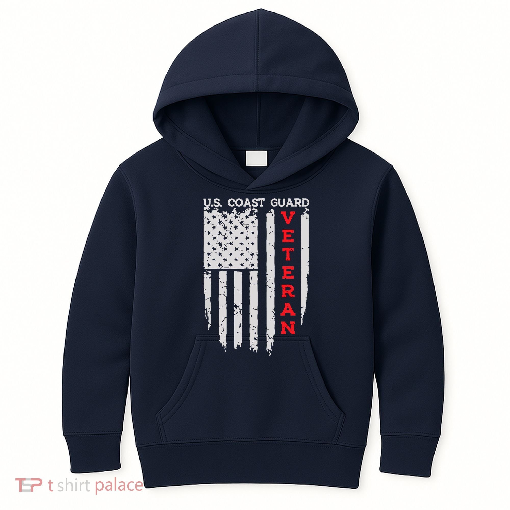 Us Coast Guard Veteran Uscg American Flag Kids Hoodie