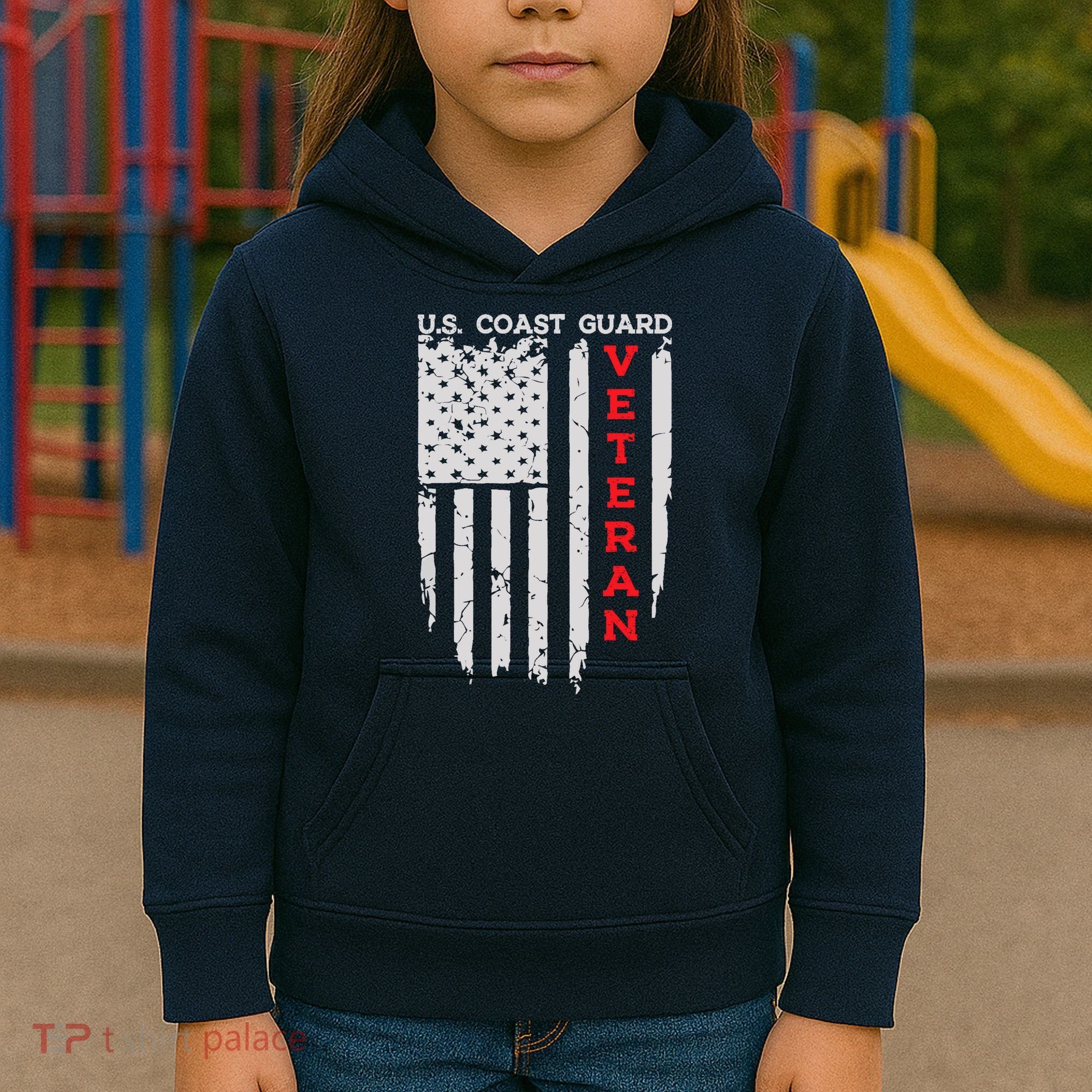 Us Coast Guard Veteran Uscg American Flag Kids Hoodie