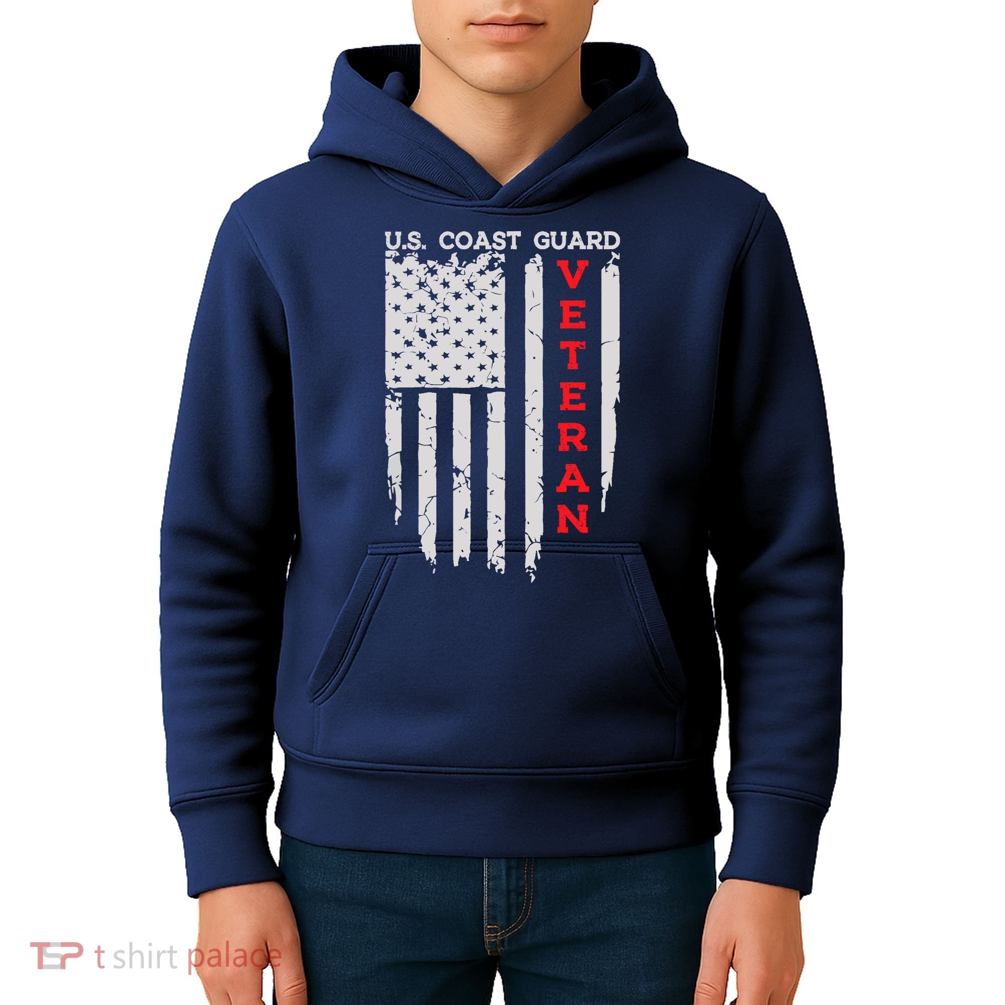 Us Coast Guard Veteran Uscg American Flag Kids Hoodie