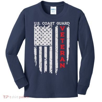 Us Coast Guard Veteran Uscg American Flag Kids Long Sleeve Shirt