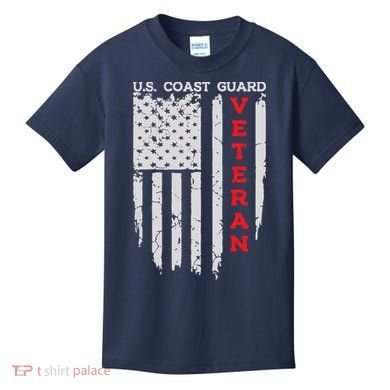 Us Coast Guard Veteran Uscg American Flag Kids T-Shirt