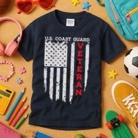 Us Coast Guard Veteran Uscg American Flag Kids T-Shirt thumb 3