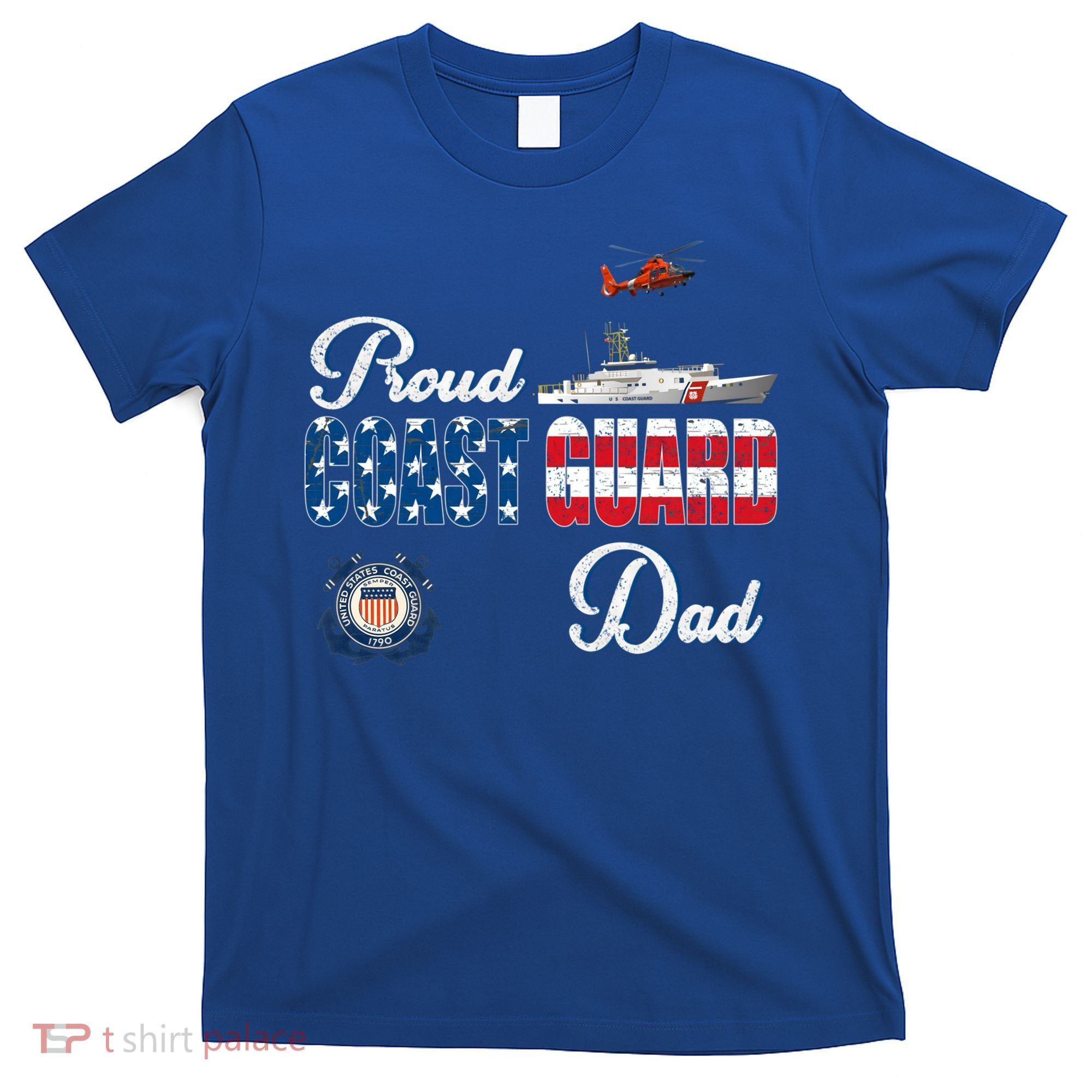 Us Coast Guard Dad Uscg American Flag Vintage Cool Gift T-Shirt