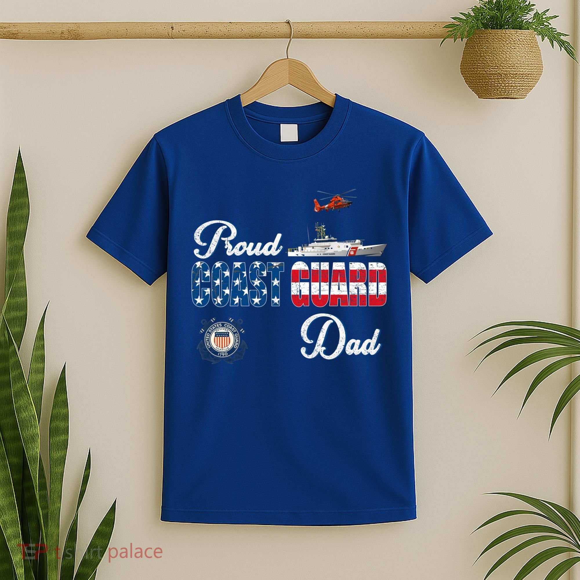 Us Coast Guard Dad Uscg American Flag Vintage Cool Gift T-Shirt