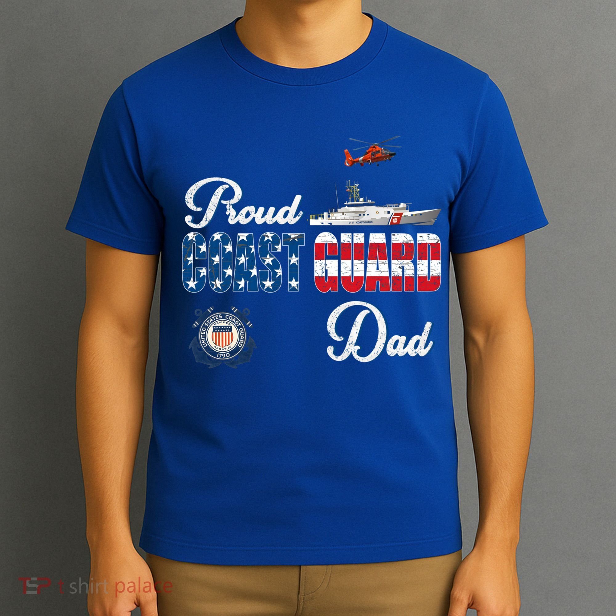 Us Coast Guard Dad Uscg American Flag Vintage Cool Gift T-Shirt