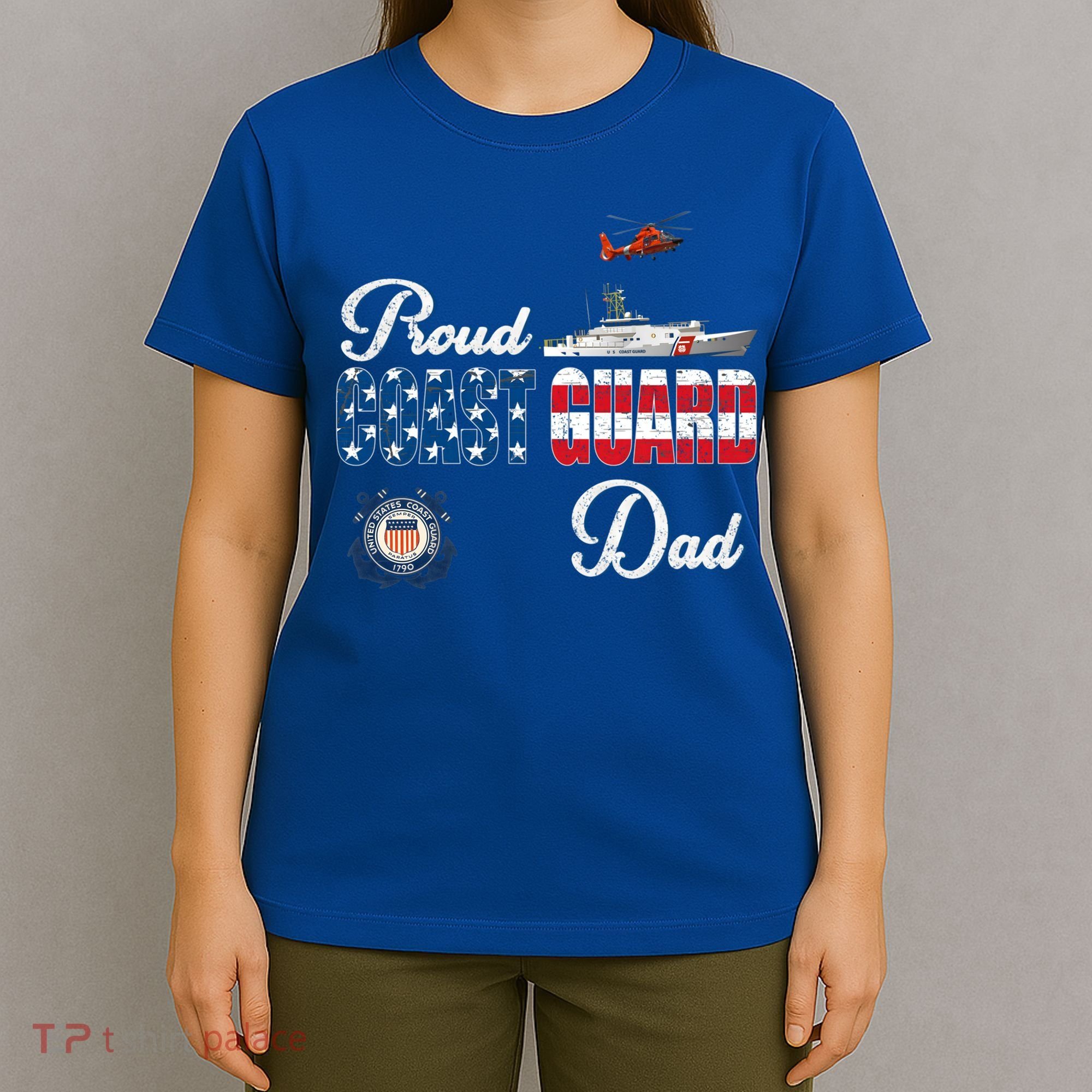 Us Coast Guard Dad Uscg American Flag Vintage Cool Gift T-Shirt