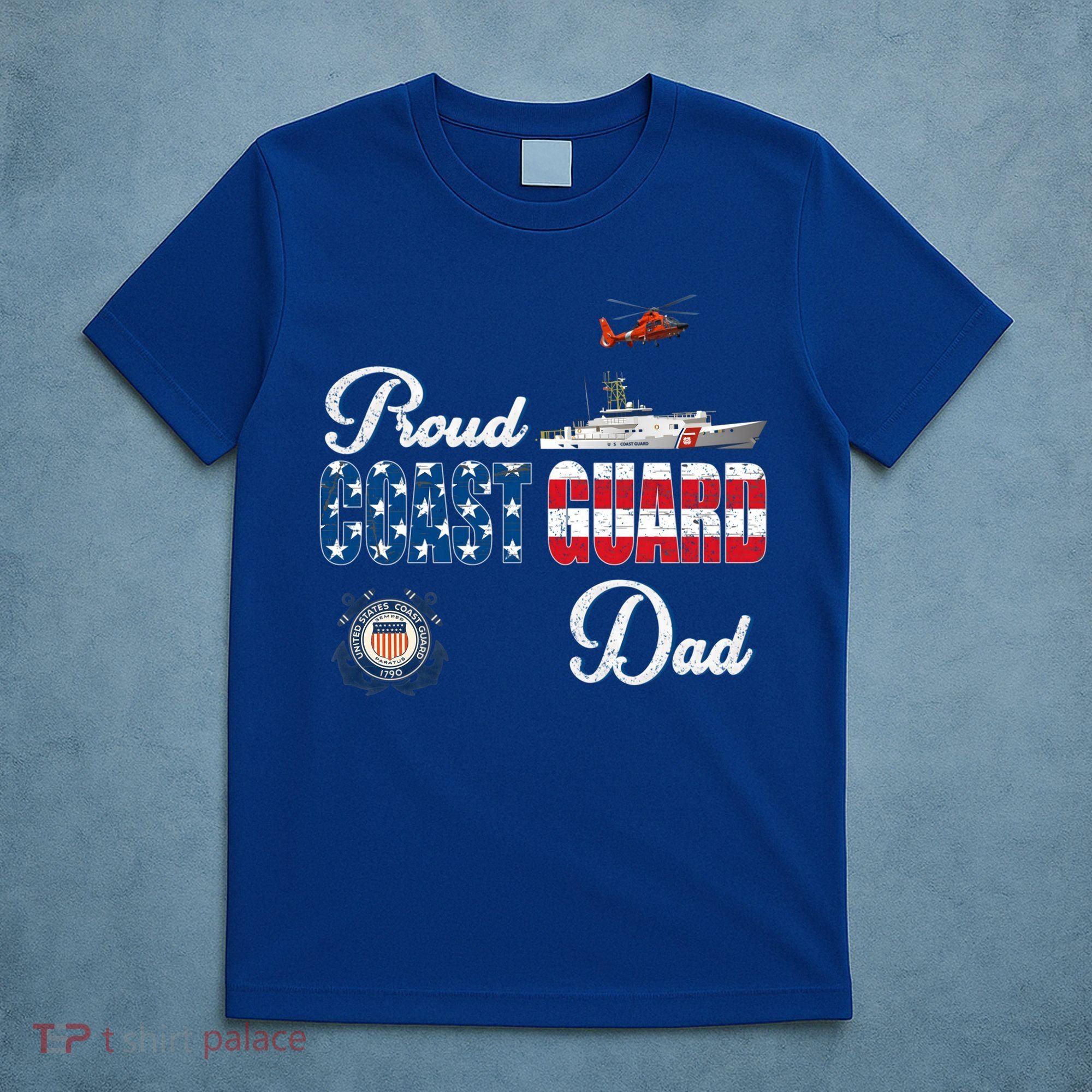 Us Coast Guard Dad Uscg American Flag Vintage Cool Gift T-Shirt