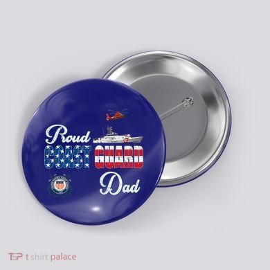 Us Coast Guard Dad Uscg American Flag Vintage Cool Gift Button
