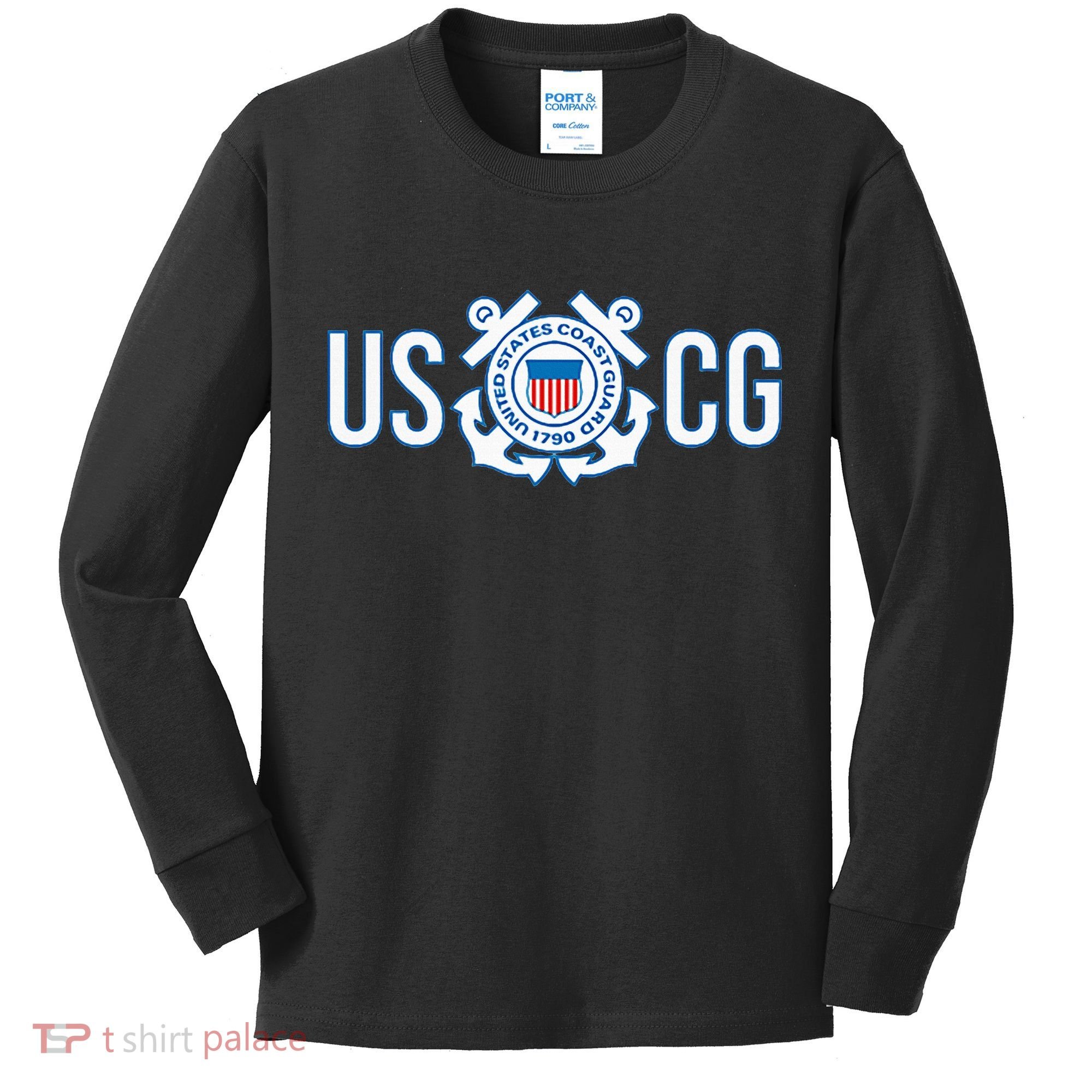 Us Coast Guard Uscg United States Anchor Kids Long Sleeve Shirt