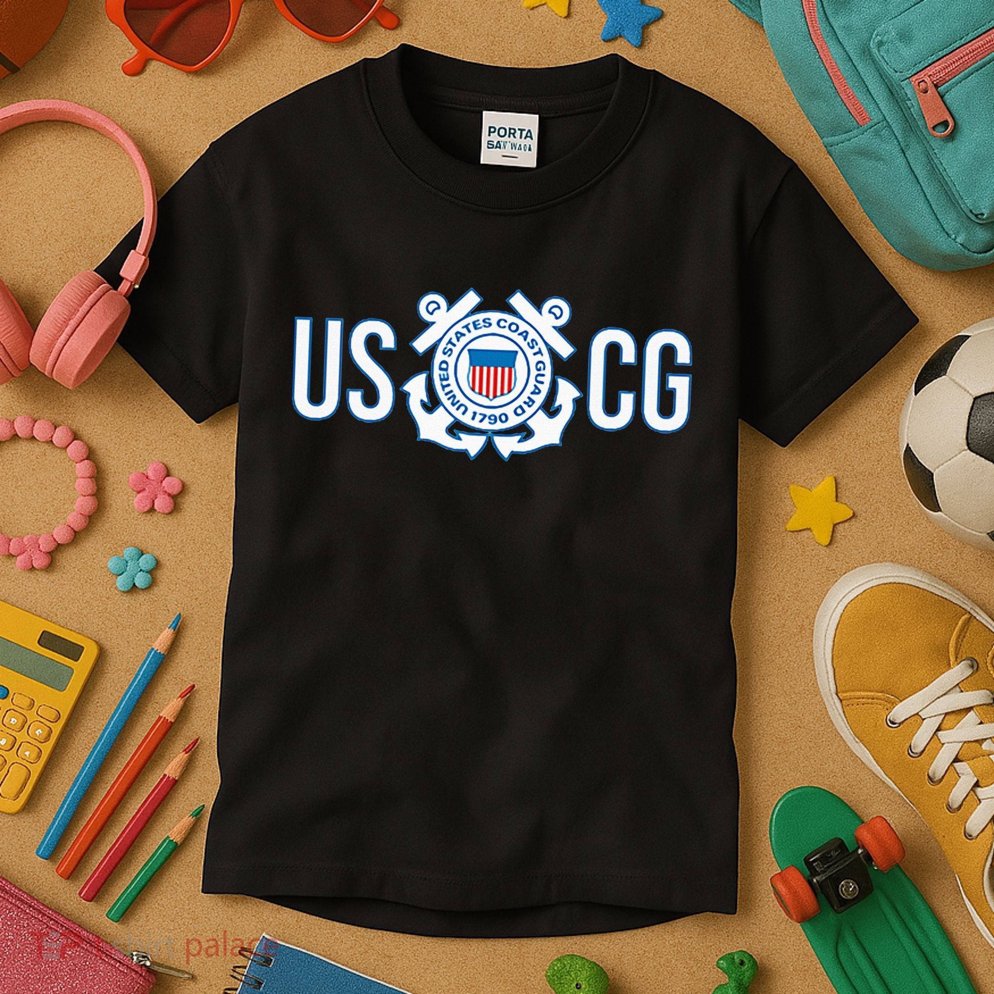 Us Coast Guard Uscg United States Anchor Kids T-Shirt