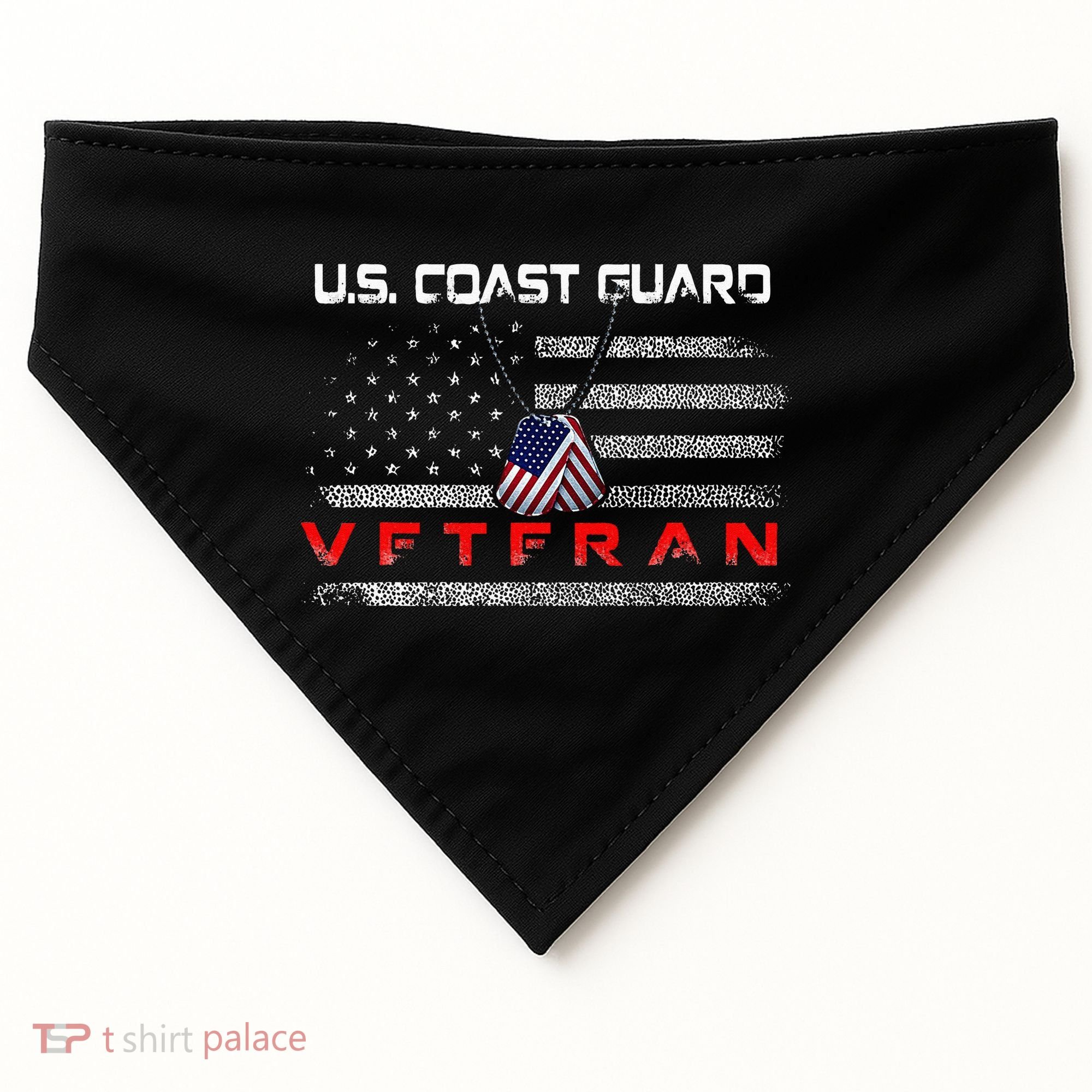 Us Coast Guard Veteran Veteran Flag USA-Made Doggie Bandana