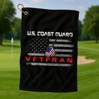 Us Coast Guard Veteran Veteran Flag Golf Towel thumb 1