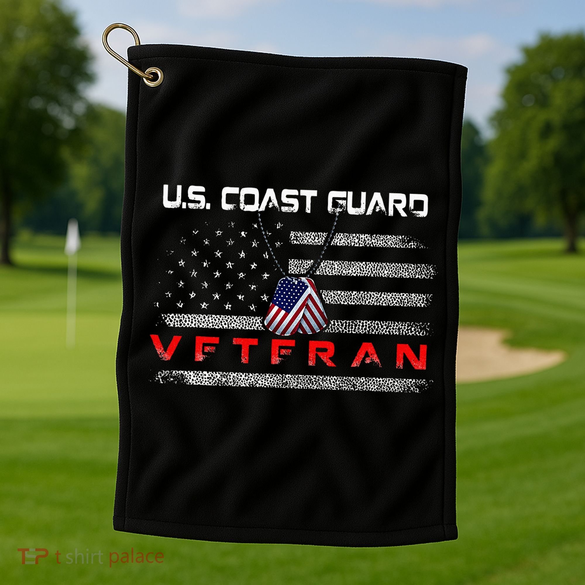 Us Coast Guard Veteran Veteran Flag Golf Towel