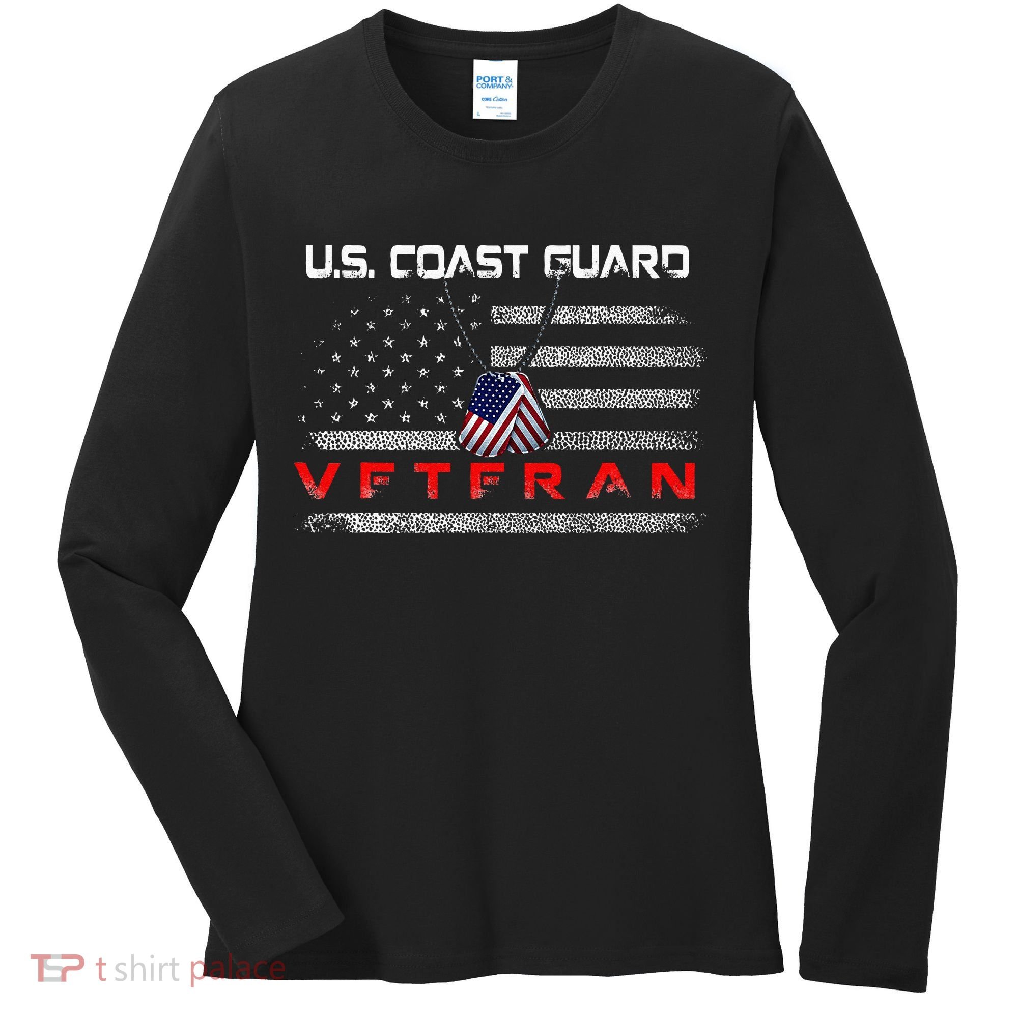 Us Coast Guard Veteran Veteran Flag Women's Long Sleeve Shirt