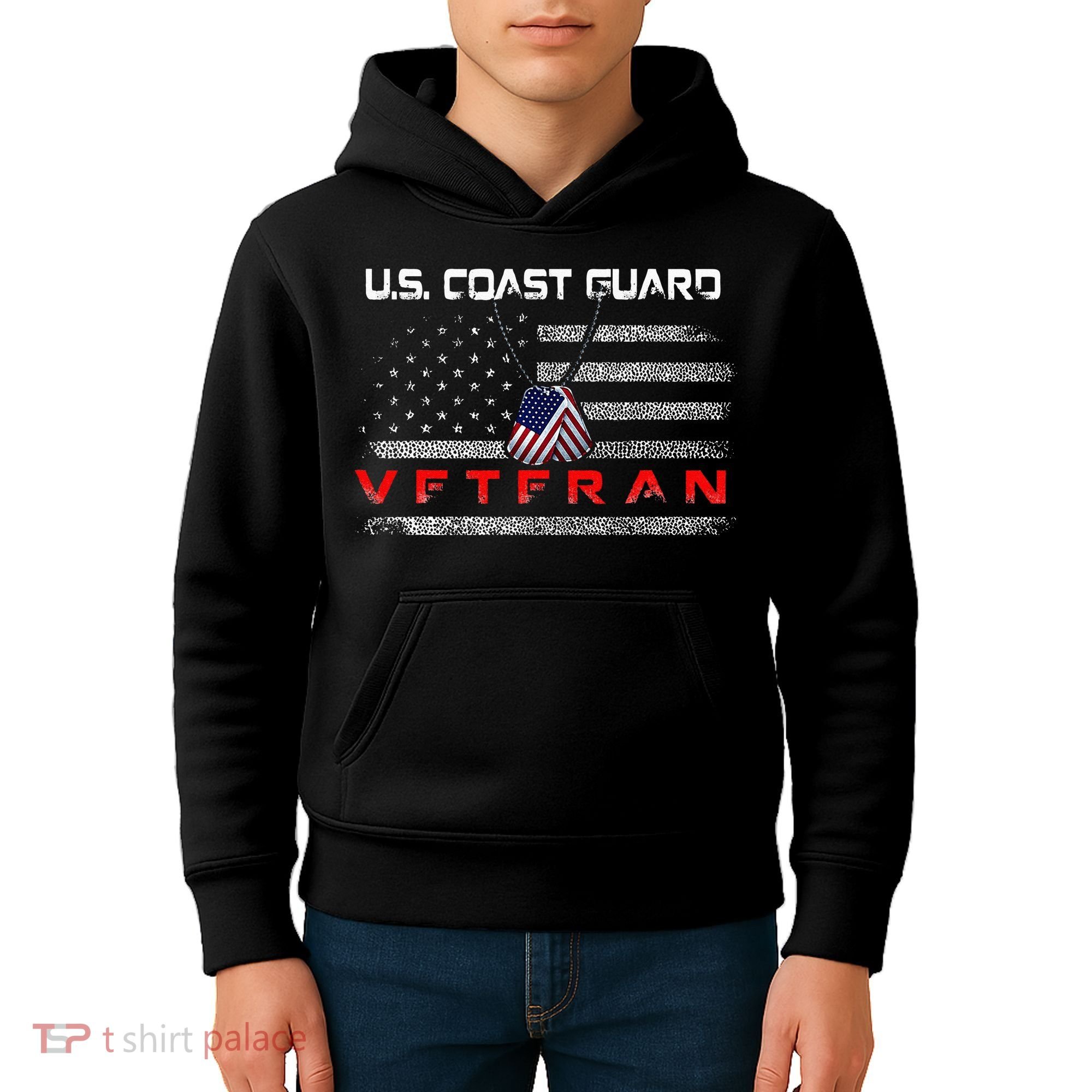 Us Coast Guard Veteran Veteran Flag Kids Hoodie