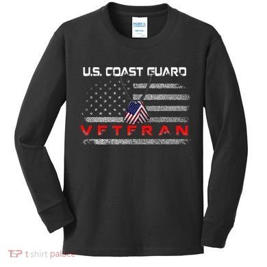 Us Coast Guard Veteran Veteran Flag Kids Long Sleeve Shirt