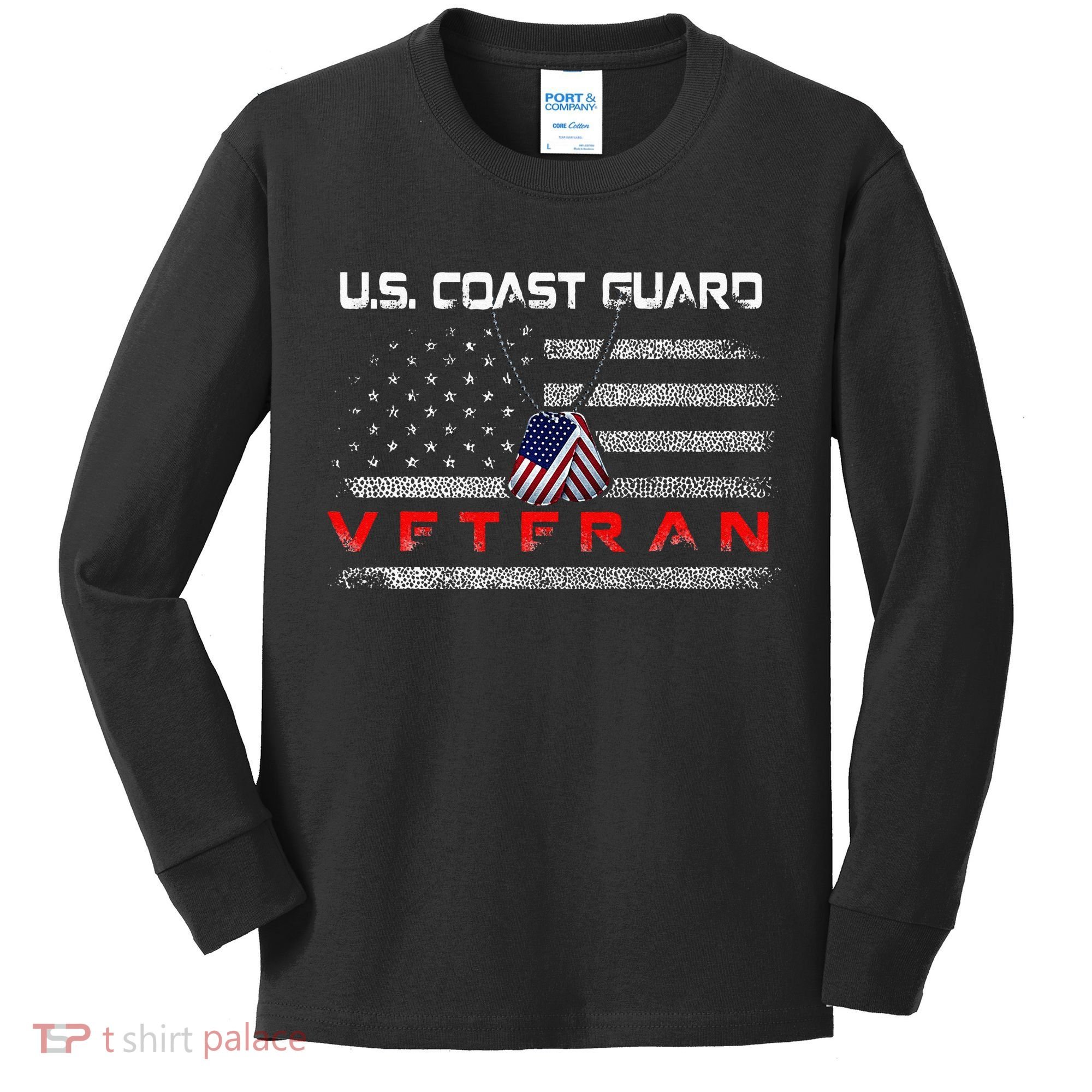 Us Coast Guard Veteran Veteran Flag Kids Long Sleeve Shirt