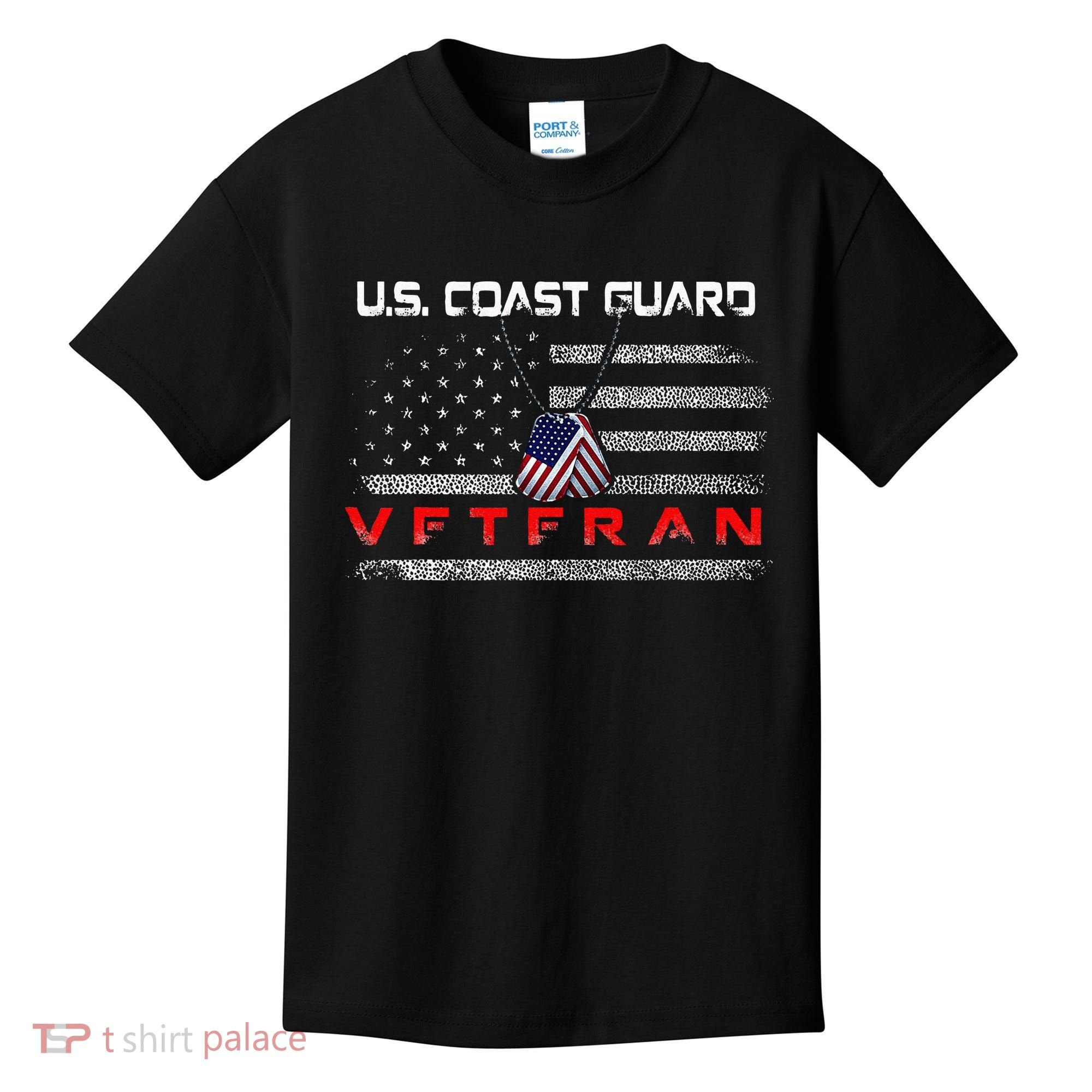Us Coast Guard Veteran Veteran Flag Kids T-Shirt