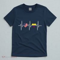 Usa Colombia Heartbeat America Colombian Flag Heart T-Shirt thumb 5