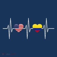 Usa Colombia Heartbeat America Colombian Flag Heart T-Shirt thumb 7