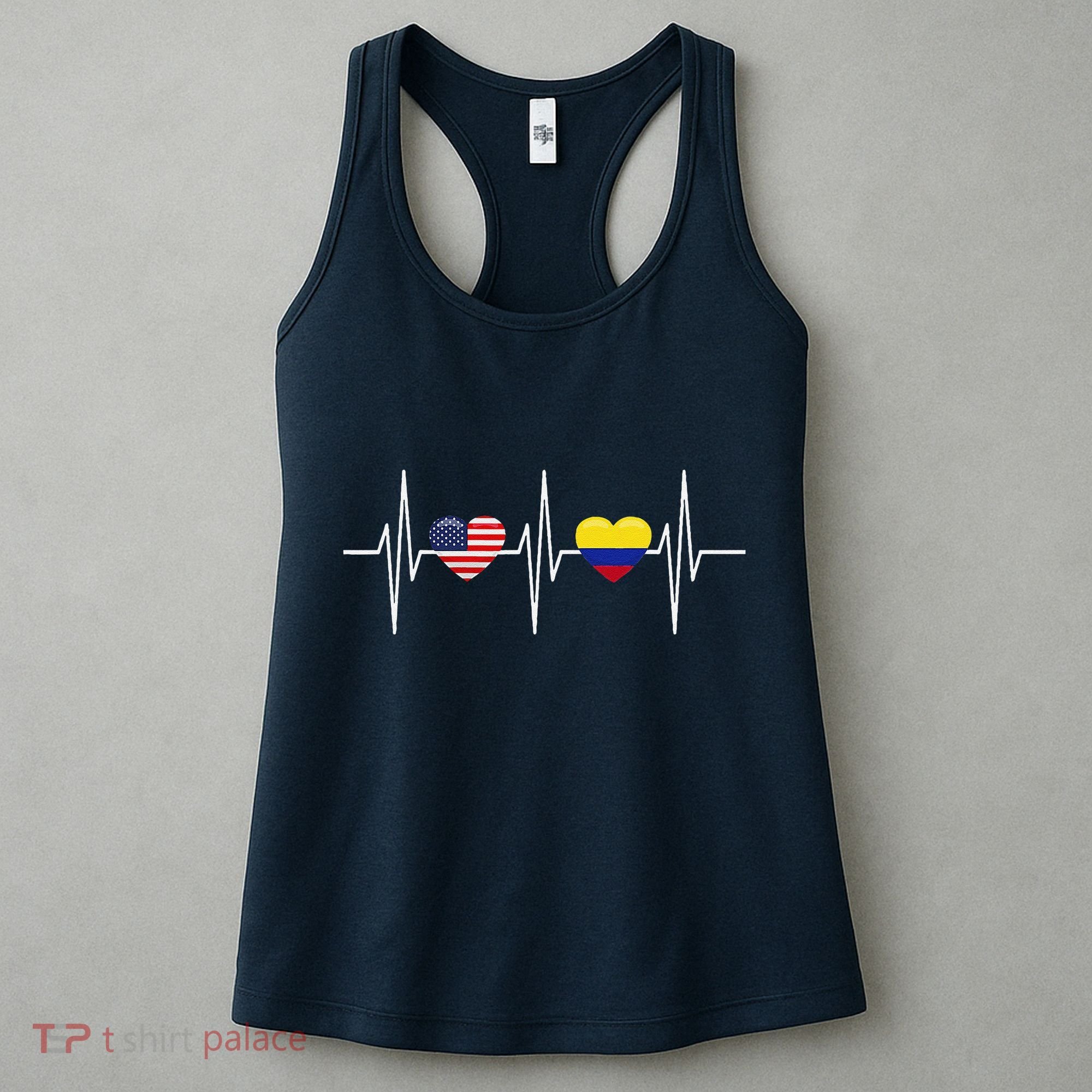 Usa Colombia Heartbeat America Colombian Flag Heart Women's Tank Top