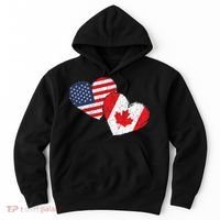 USA Canada Heart Country Flag American Canadian Hoodie thumb 0