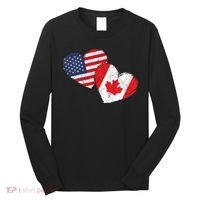 USA Canada Heart Country Flag American Canadian Long Sleeve Shirt thumb 0