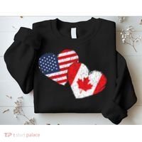 USA Canada Heart Country Flag American Canadian Sweatshirt thumb 2