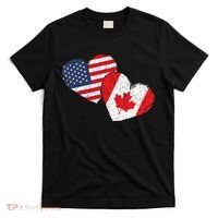 USA Canada Heart Country Flag American Canadian T-Shirt thumb 0