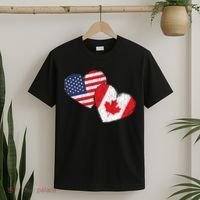 USA Canada Heart Country Flag American Canadian T-Shirt thumb 2
