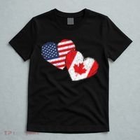 USA Canada Heart Country Flag American Canadian T-Shirt thumb 5